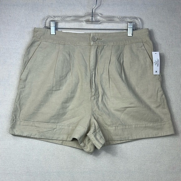 NWT Joie Linen Cotton Blend Pleated High Waist Shorts Size M Beige Pockets Y2K - Picture 4 of 16